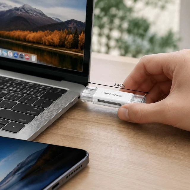 Alt view image 4 of 4 - SD Card Reader 4-in-1 USB C SD Card Reader Dual Slot OTG Memory Card Adapter for TF/SDXC/Micro SDXC/Micro SDHC Memory Cards-White