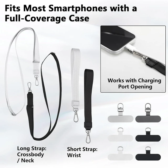 Alt view image 2 of 7 - 2 Set Phone Lanyard Set with 6 Patches Adjustable Lanyard Wrist Straps