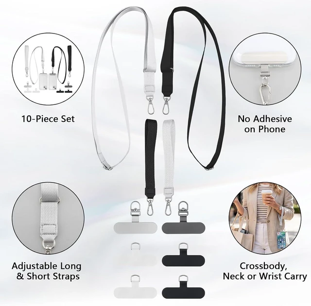 Alt view image 7 of 7 - 2 Set Phone Lanyard Set with 6 Patches Adjustable Lanyard Wrist Straps