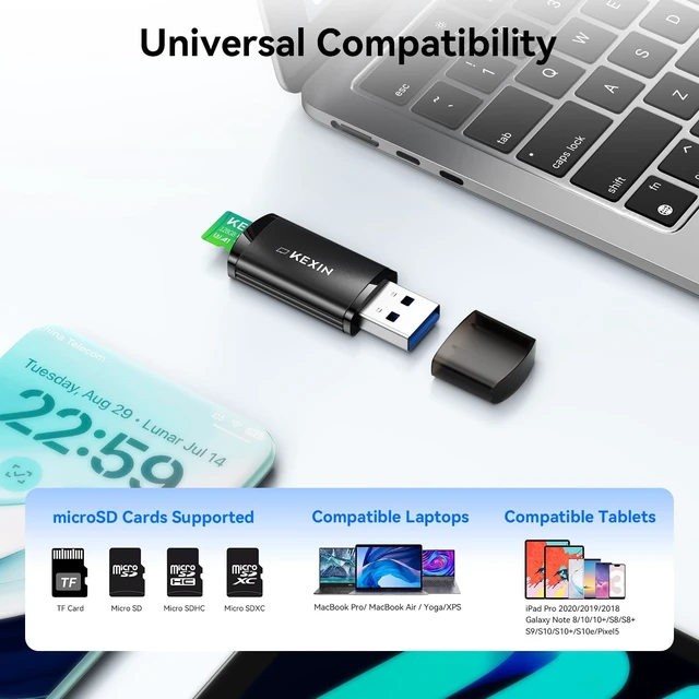 Alt view image 4 of 7 - SD Card Reader USB 3.0 Micro SD Card Reader Plug and Play 5Gbps Speed SD Card Adapter for Micro SD Micro SDHC Micro SDXC and UHS-I Cards TF Card Reader
