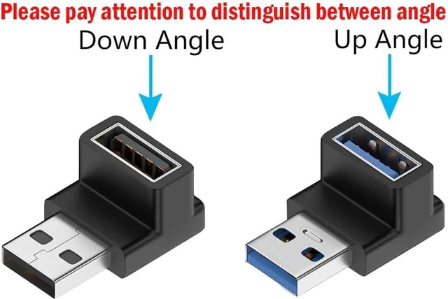 Alt view image 2 of 5 - 6 Pack 90 Degree USB 3.0 Adapter Right Angle USB A Male to Female USB L Shape OTG Connector Extender Support Data Sync (5Gbps) or Charge (15W) for PC Laptop Mouse desktops etc
