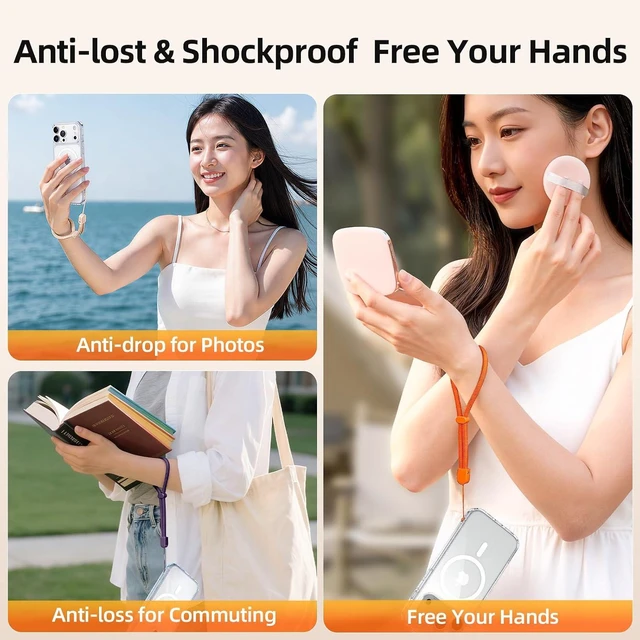 Alt view image 6 of 6 - 2 Pack Phone Strap Adjustable Cell Phone Lanyard Strap Anti-Drop Self-Locking Phone Wrist Strap