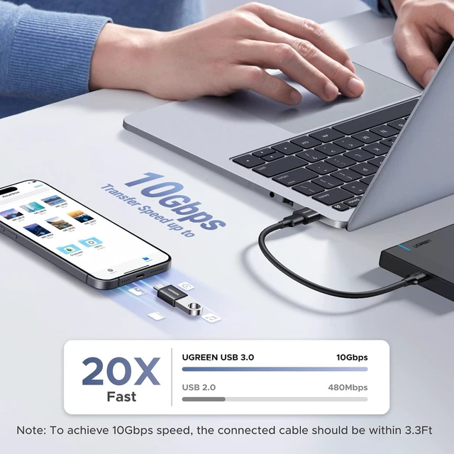 Alt view image 2 of 7 - USB to USB C Adapter Combo 4-Pack 10Gbps USB C Converter Black