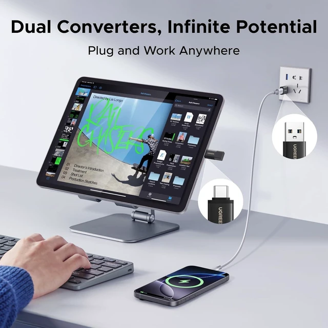 Alt view image 3 of 7 - USB to USB C Adapter Combo 4-Pack 10Gbps USB C Converter Black