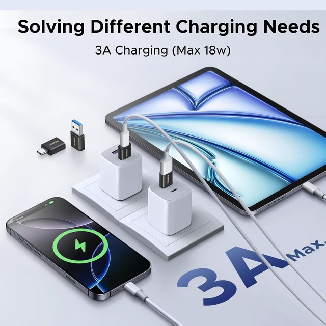 Alt view image 4 of 7 - USB to USB C Adapter Combo 4-Pack 10Gbps USB C Converter Black