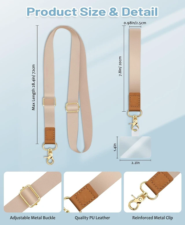 Alt view image 6 of 7 - Phone Lanyard Crossbody Strap Wrist Neck Adjustable Women Gold