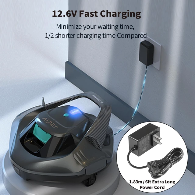 Alt view image 4 of 7 - 12.6V Charger for Aiper Seagull 600 800 800B SE 1000 1500 P1111 HJ1103J HJ1102 AC Adapter Replacement for AIPURY 1000 Cordless Automatic Robotic Pool Vacuum Cleaner Power Supply 6FT Cord UL Listed