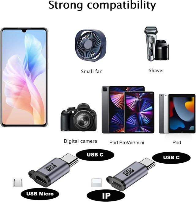 Alt view image 4 of 6 - USB C to Micro Adapter IP to USB C and Type-C to USB A Adapter (9 Pieces)Supports Fast Charging up and Supports a Data Transfer