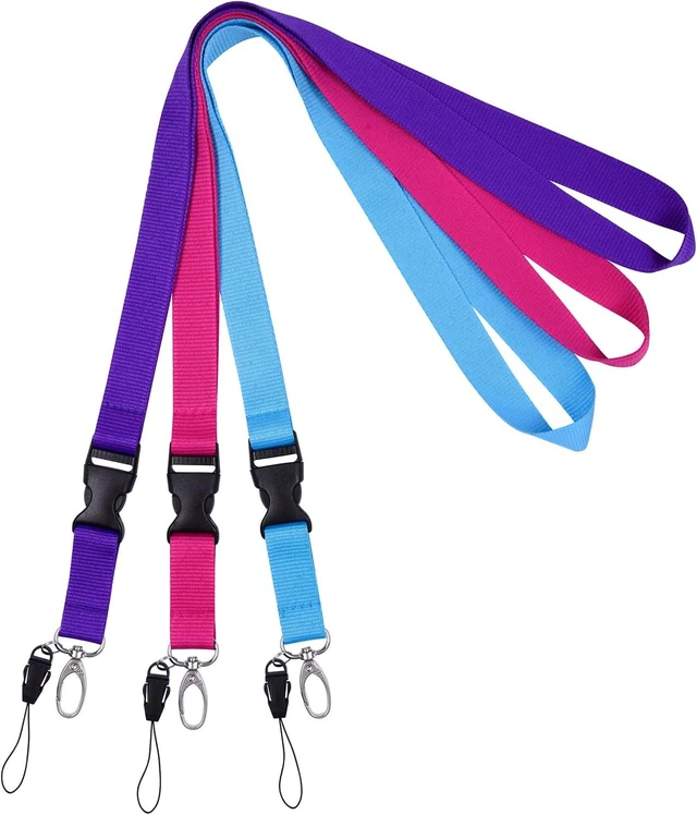 Main image of 3 Pack 23 inch Neck Strap Lanyards - Purple Hot Pink Light Blue