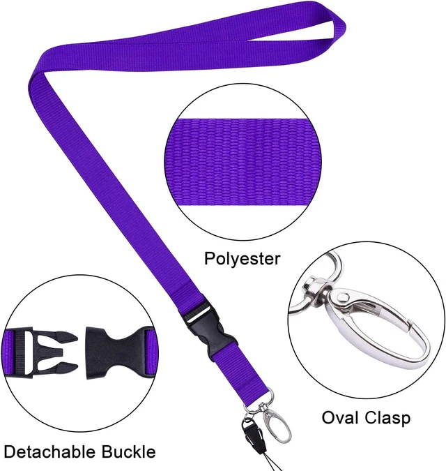Alt view image 3 of 7 - 3 Pack 23 inch Neck Strap Lanyards - Purple Hot Pink Light Blue