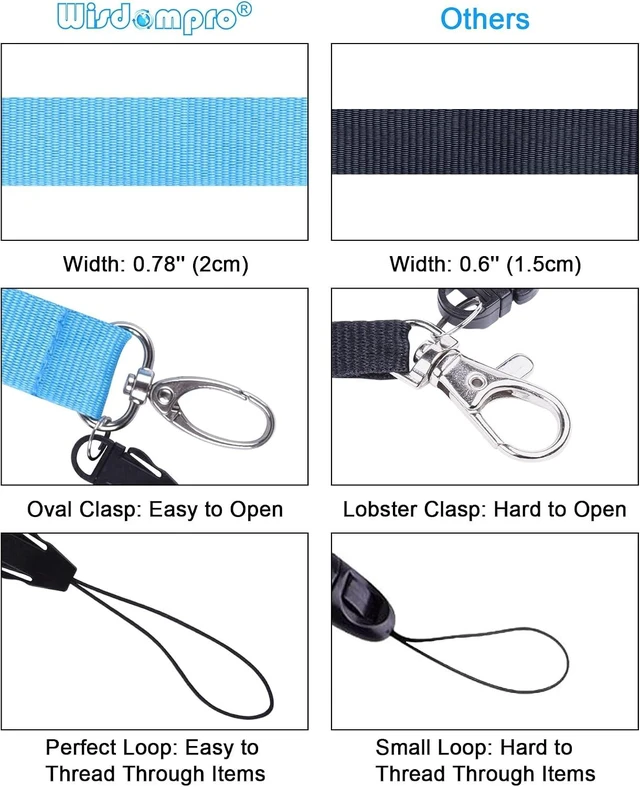 Alt view image 4 of 7 - 3 Pack 23 inch Neck Strap Lanyards - Purple Hot Pink Light Blue