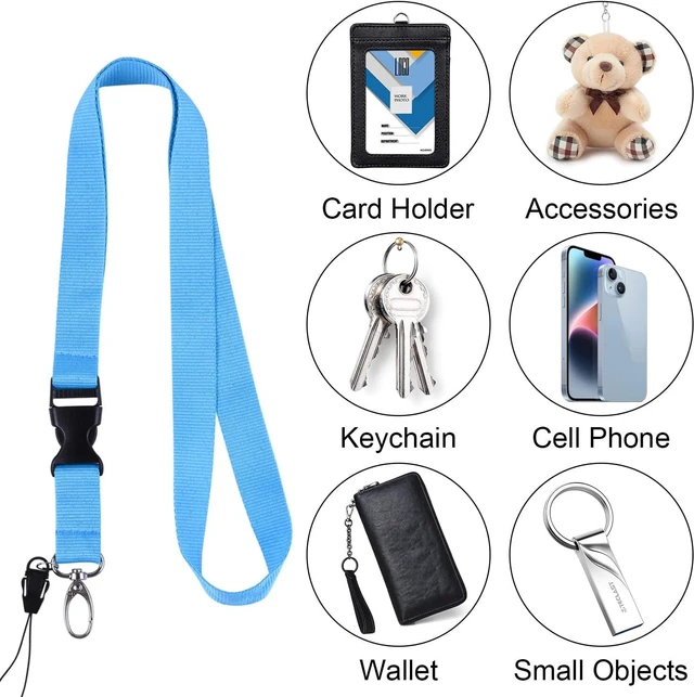 Alt view image 5 of 7 - 3 Pack 23 inch Neck Strap Lanyards - Purple Hot Pink Light Blue