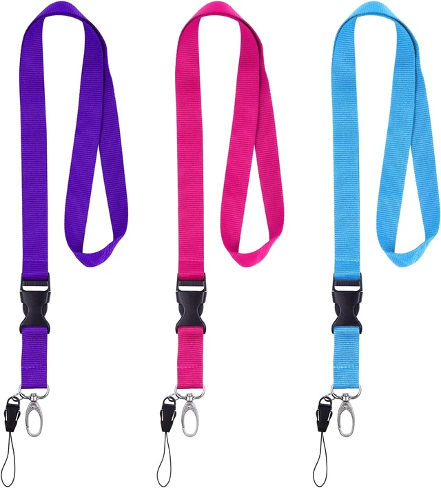 Alt view image 7 of 7 - 3 Pack 23 inch Neck Strap Lanyards - Purple Hot Pink Light Blue