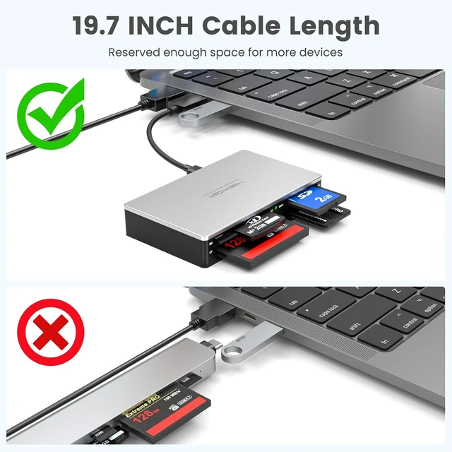 Alt view image 4 of 6 - SmartMedia Card Reader Writer All-in-1 USB Universal Multi Card Adapter Slim Hub Read Smart Media xD SD SDHC SDXC UHS-I MMC MS Pro Duo CF MD Camera Flash Memory Cards For Windows Mac Linux