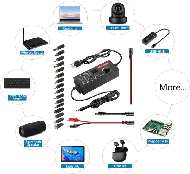 Alt view image 7 of 7 - Universal Power Supply Adjustable DC 4V-24V 144W 6A AC/DC Adapter