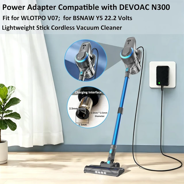 Alt view image 3 of 7 - 26.5V Power Adapter for 22.2V Cordless Vacuum Cleaner Fit for DEVOAC N300