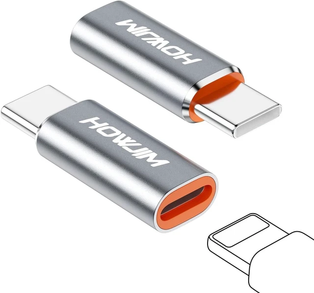 Main image of 8 Pin to USB C Adapter 2 Pack PD Fast Charging for Phone 15/16/17