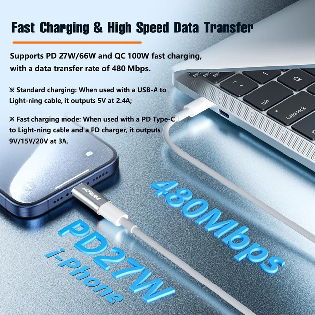 Alt view image 2 of 7 - 8 Pin to USB C Adapter 2 Pack PD Fast Charging for Phone 15/16/17