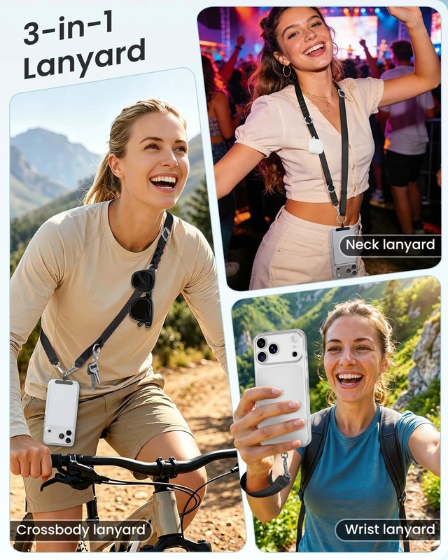 Alt view image 3 of 7 - Phone Lanyard Crossbody Strap 3-in-1 Cell Phone Lanyard for Around The Neck with Detachable Wrist Strap Adjustable Hands-Free Teacher Lanyards for Women Men Travel Daily Cycling Black