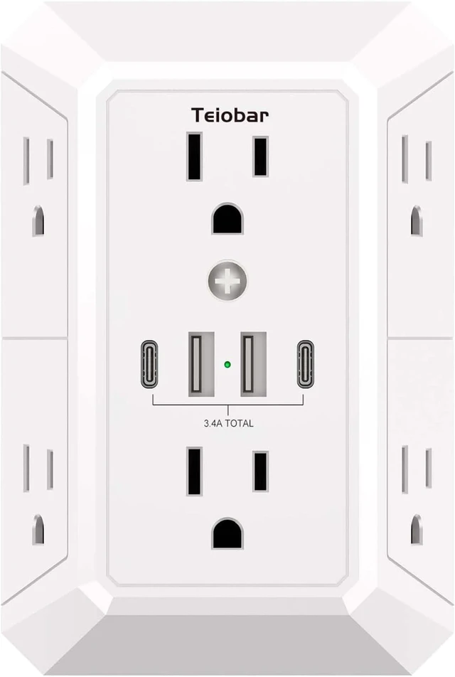 Main image of Multi Plug Wall Outlet Surge Protector with 6-Outlet & 4 USB Ports(2USB-C)
