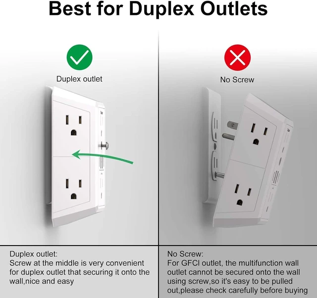 Alt view image 6 of 7 - Multi Plug Wall Outlet Surge Protector with 6-Outlet & 4 USB Ports(2USB-C)