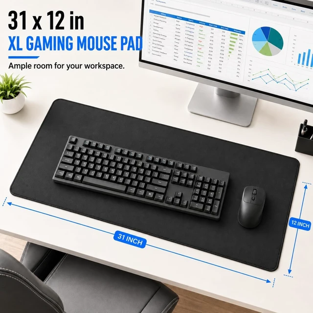 Alt view image 2 of 7 - Large Mouse Pad 31 x 12 in XL Gaming Desk Mat for Keyboard & Mouse