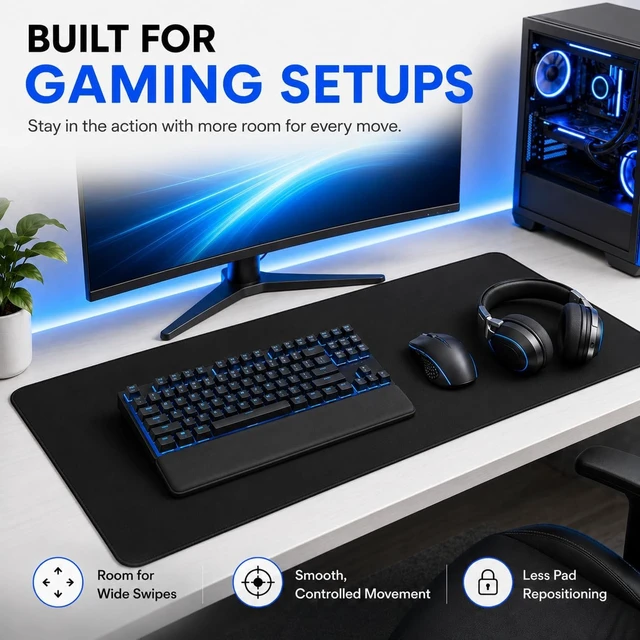 Alt view image 5 of 7 - Large Mouse Pad 31 x 12 in XL Gaming Desk Mat for Keyboard & Mouse