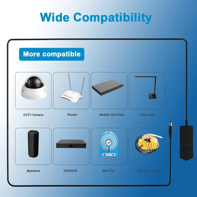 Alt view image 3 of 7 - 6V 2A Power Supply Adapter 6V 2A Replacement Charger 100V-240V AC Power Adapter Wall Charger for Router Mobile Hard Disk Switch Game Consoles CCTV Cameras