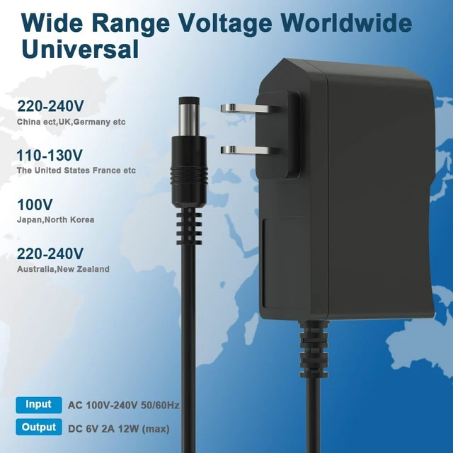 Alt view image 5 of 7 - 6V 2A Power Supply Adapter 6V 2A Replacement Charger 100V-240V AC Power Adapter Wall Charger for Router Mobile Hard Disk Switch Game Consoles CCTV Cameras