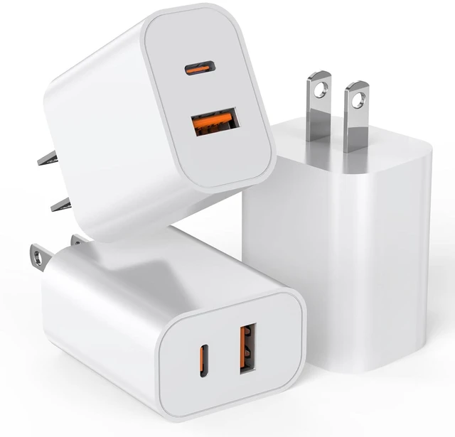 Main image of USB C Charger Block 3Pack 20W Dual Port USB C Wall Charger Plug