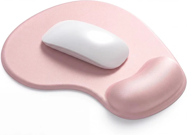 Main image of Ergonomic Mouse Pad with Wrist Rest Support Gel Mouse Pads with Non-Slip PU Base Pain Relief Memory Foam Computer Mat Cute Office Supplies Desk Decro Accessories Pink
