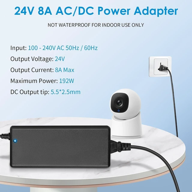 Alt view image 5 of 7 - 24V 8A Power Supply Adapter 100-240V AC to DC 192W Max Converter