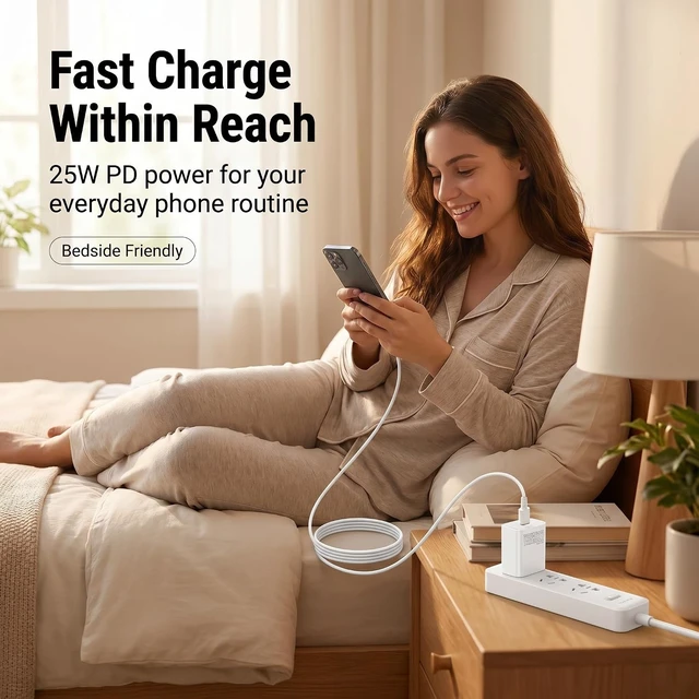 Alt view image 4 of 5 - 25W GaN PD3.0 PPS USB-C Charger Kit 1M Cable for iPhone 15-17