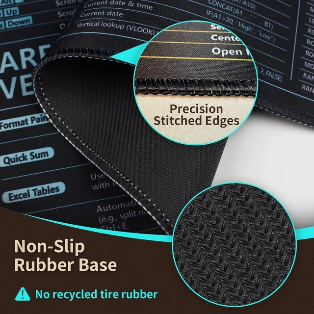 Alt view image 5 of 7 - Excel Cheat Sheet Desk Pad Non-Slip & Waterproof Shortcut Mouse Pad