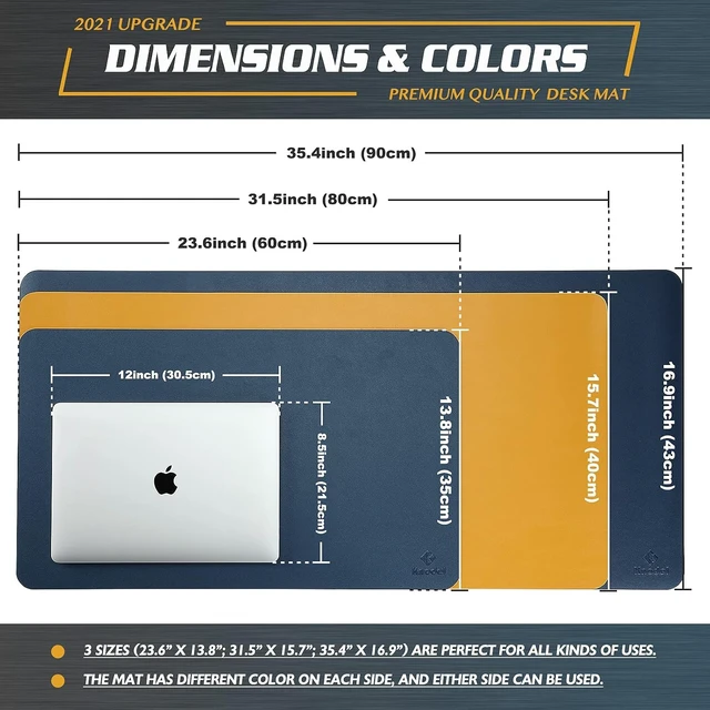 Alt view image 4 of 7 - Large Office Desk Mat Leather Mouse Pad (31.5x15.7 Dark Blue)