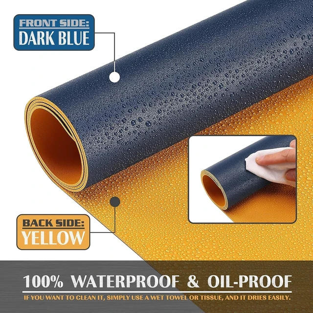 Alt view image 3 of 7 - Large Office Desk Mat Leather Mouse Pad (31.5x15.7 Dark Blue)