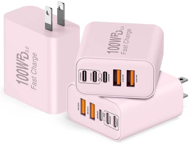 Main image of USB C Wall Fast Charger Block 100W 5-Port Type C Fast Charging Block