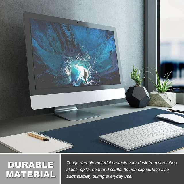 Alt view image 5 of 7 - Large Office Desk Mat Leather Mouse Pad (31.5x15.7 Dark Blue)