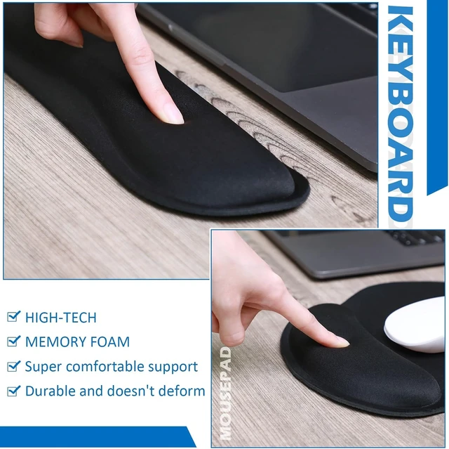 Alt view image 6 of 7 - 8 Pcs Ergonomic Mouse Pad and Keyboard with Wrist Support Set