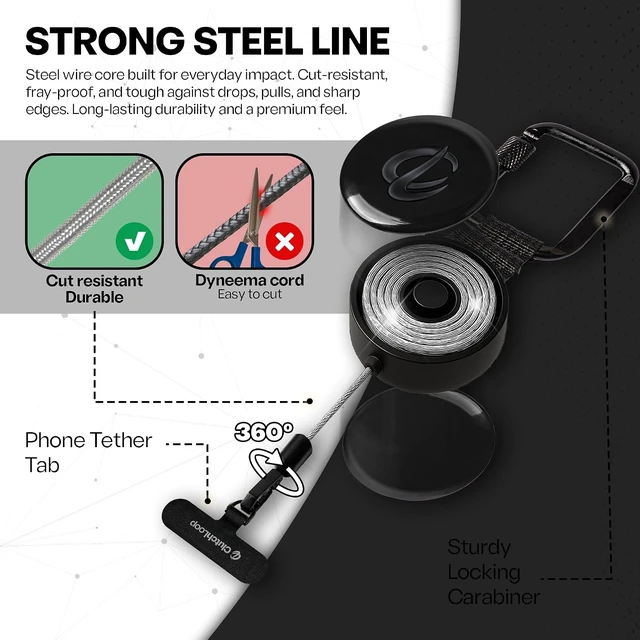Alt view image 2 of 7 - Retractable Anti-Theft Phone Tether Lanyard Locking Carabiner