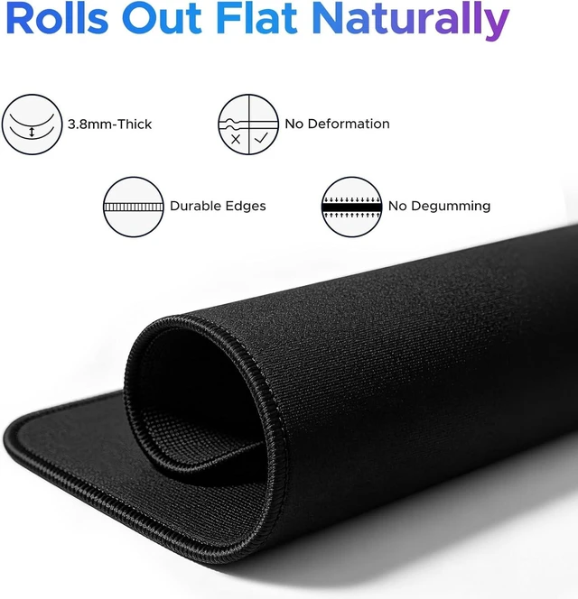 Alt view image 2 of 7 - Mouse Pad with Stitched Edge Non-Slip Rubber Base Comfortable Cloth Washable Mousepad for Gaming Computers Laptop Office Work Home 11.5 x 9 inch Black