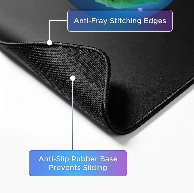 Alt view image 3 of 7 - Mouse Pad with Stitched Edge Non-Slip Rubber Base Comfortable Cloth Washable Mousepad for Gaming Computers Laptop Office Work Home 11.5 x 9 inch Black