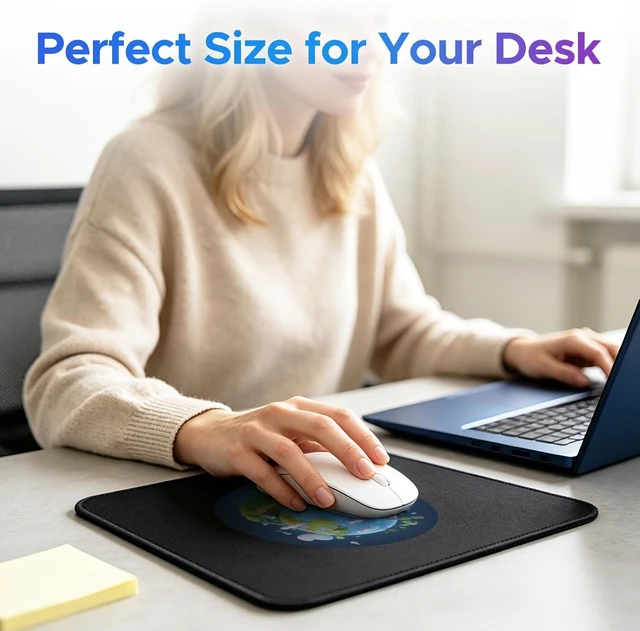 Alt view image 5 of 7 - Mouse Pad with Stitched Edge Non-Slip Rubber Base Comfortable Cloth Washable Mousepad for Gaming Computers Laptop Office Work Home 11.5 x 9 inch Black