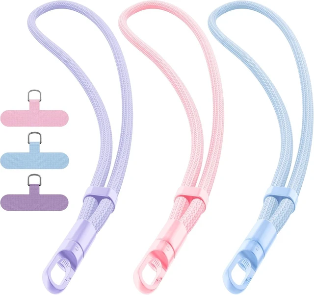 Main image of 3 Pack Phone Wrist Strap 360°Rotating Phone Lanyard without Tangles