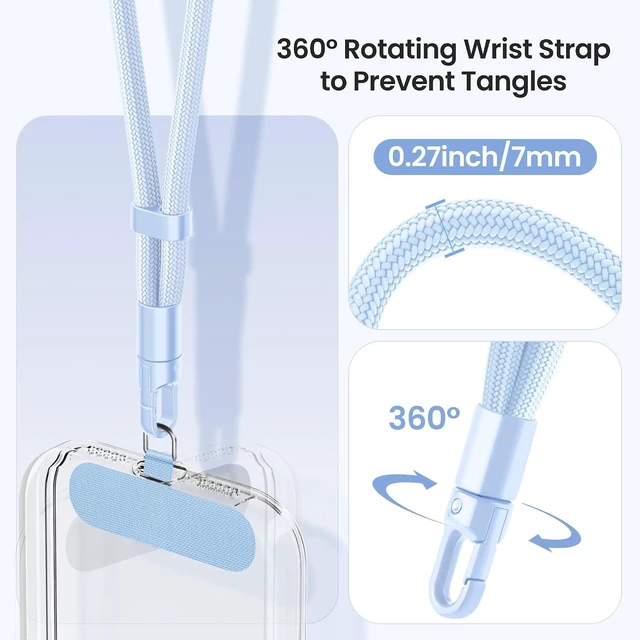 Alt view image 4 of 7 - 3 Pack Phone Wrist Strap 360°Rotating Phone Lanyard without Tangles