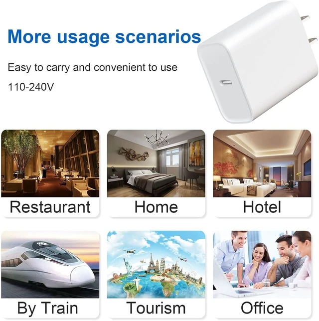 Alt view image 5 of 6 - USB C Charger Block Fast Charging 4 Pack Type C Wall Charger for iPhone 17/16/15