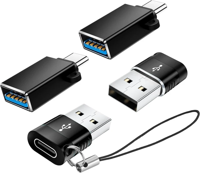 Main image of USB Type C Adapter 4 Pack USBC to USB Adapter Type C Adapter USBC Male Female Data Sync Charging Cable Converter for iPhone 15 MacBook Pro iPad Car Play Black