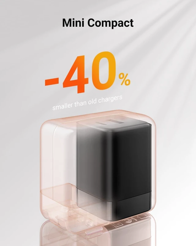 Alt view image 6 of 7 - USB C Fast Charging Charger 30W Dual-Port GaN Nano Charger