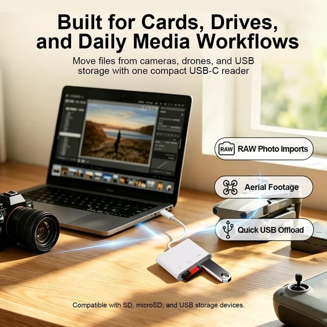Alt view image 6 of 7 - 3-in-1 USB C SD Card Reader with USB 3.0
