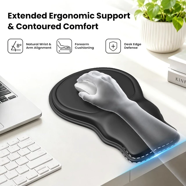 Alt view image 2 of 7 - Ergonomic Mouse Pad with Wrist Rest Extended Forearm Support